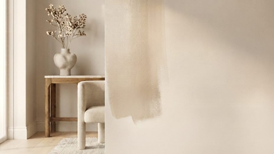 A finished interior wall with cleanly cut edges, painted by MELLS in Dubai