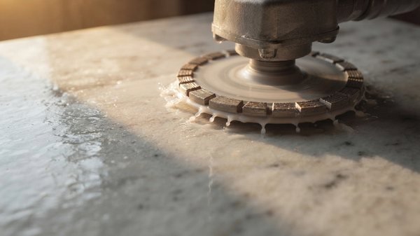 Diamond pad polishing a marble floor to a natural mirror finish in a Dubai villa