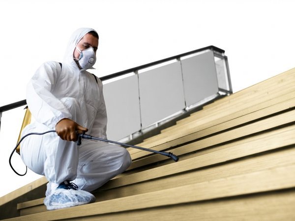 Perimeter pest treatment in progress