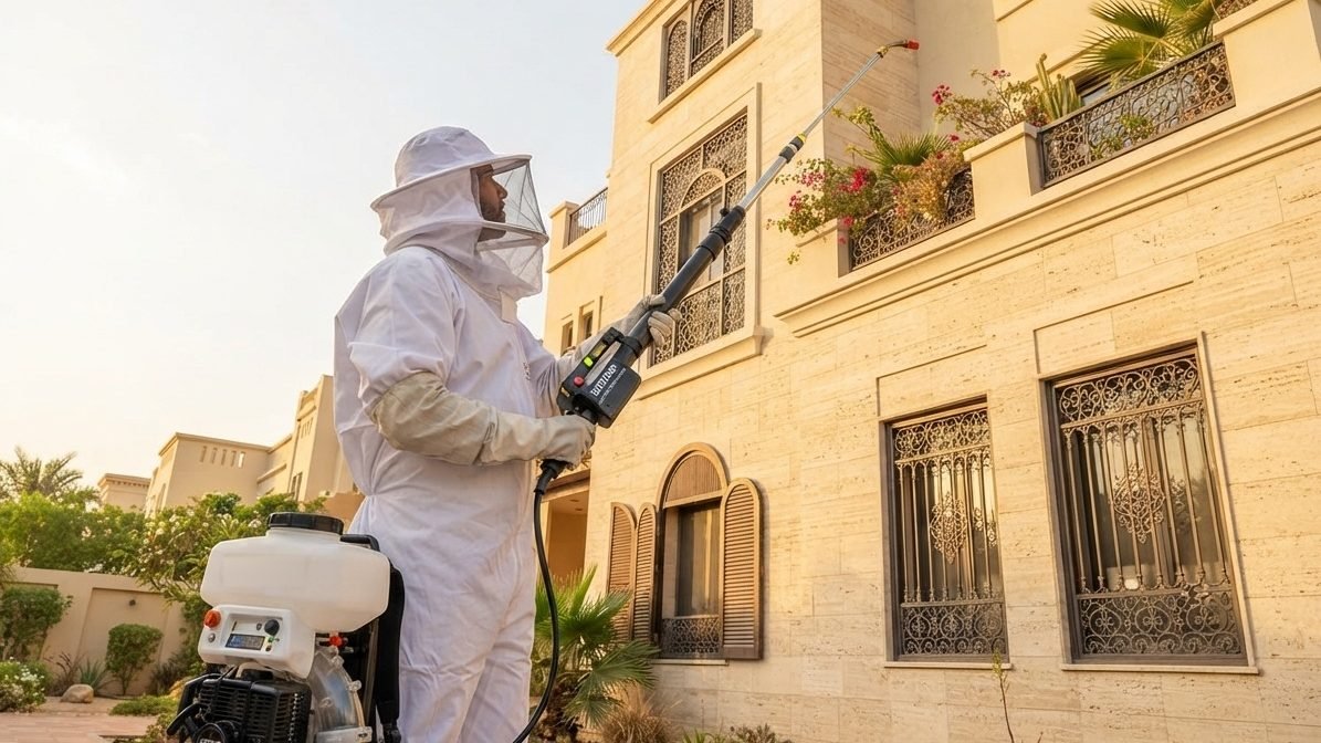 Perimeter pest control treatment around a Dubai villa by MELLS