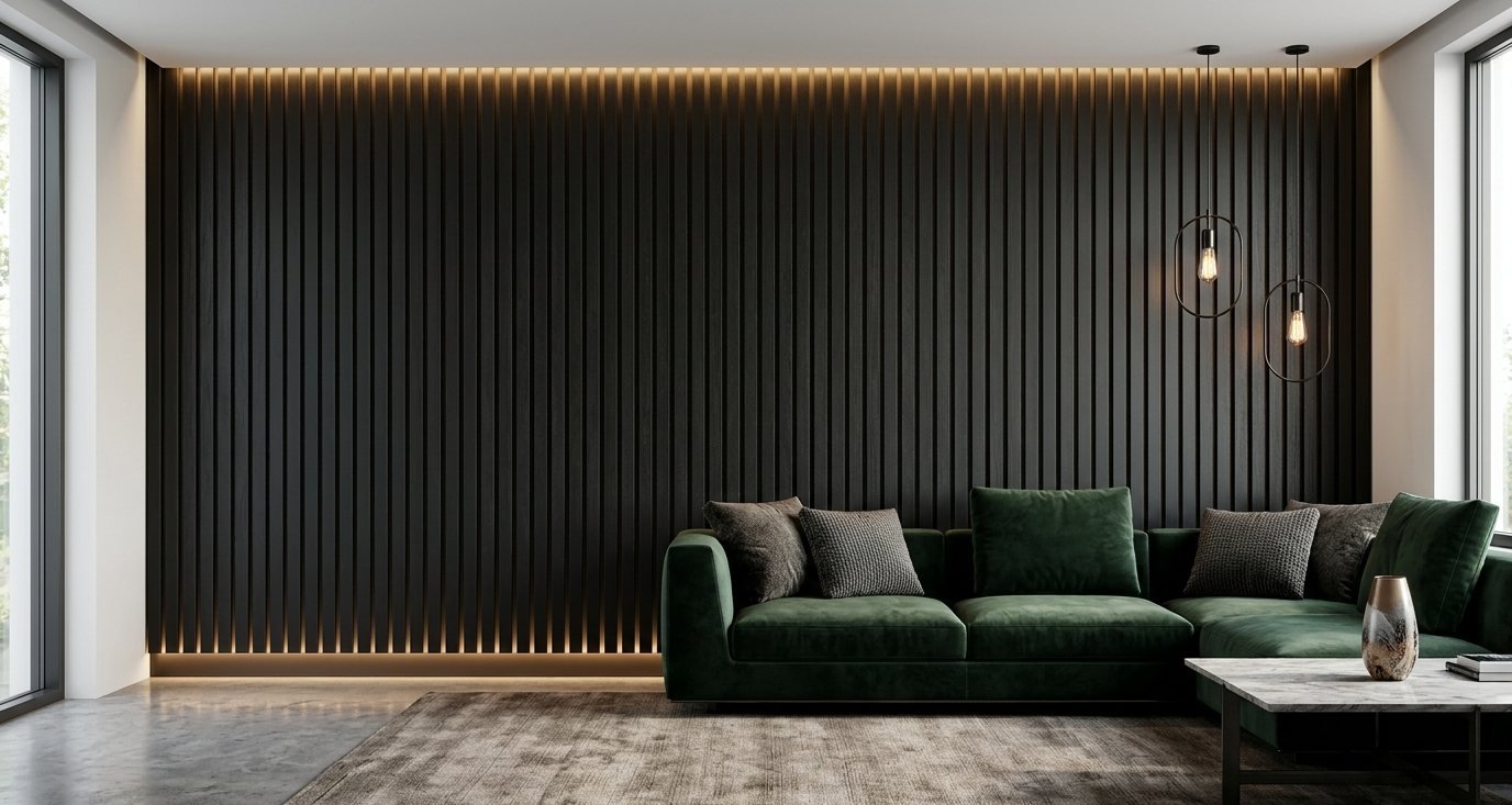 Slatted acoustic wall panelling cleaned by MELLS in a property in DIFC